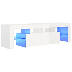 Maison Chic Meubles TV avec lumières LED - Banc TV pour salon Blanc brillant 140x36,5x40 cm -MN47976