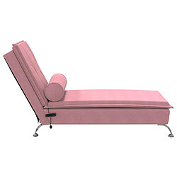 Acheter vidaXL Chaise longue de massage avec traversin rose velours