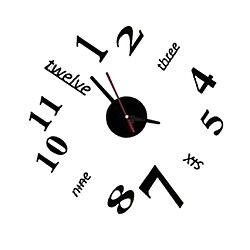 Avis Horloge murale miroir 3D DIY grande horloge autocollant sans cadre noir