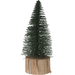 SAPIN DE NOËL SUR SOCLE RONDIN DE BOIS 14CM VERT