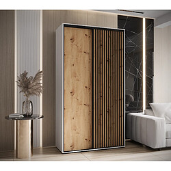 Abiks Meble Armoire LANKO 1 À Portes Coulissantes 235,2/130/45 2 Portes (Blanc/Artisan)