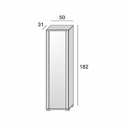 Inside 75 Armoire polyvalente MILEZZI structure blanc façade ciment 1 porte miroir 7 étagères