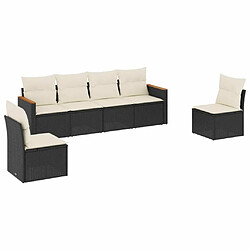 Maison Chic Ensemble Tables et chaises d'extérieur 6pcs avec coussins,Salon de jardin noir résine tressée -GKD132702