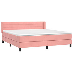 Avis Maison Chic Lit adulte- Lit + matelas,Sommier à lattes de lit avec matelas Rose 160x200 cm Velours -GKD72929