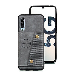 Wewoo Coque Rigide Pour Galaxy A90 5G Etui de protection magnétique antichoc en PU + TPU avec fentes cartes Gris