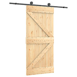 vidaXL Porte coulissante et kit de quincaillerie 95x210 cm pin massif