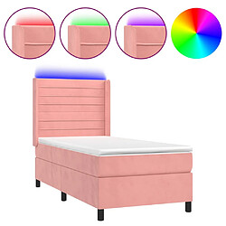 vidaXL Sommier à lattes de lit matelas et LED Rose 80x200 cm Velours