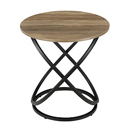 Helloshop26 Table basse de chevet avec pieds métal 61 cm effet bois et noir 03_0004190