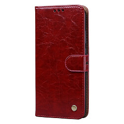 Wewoo Housse Coque Pour Huawei P20 Lite 2019 / Nova 5i Business Style Oil Wax Texture en cuir à rabat horizontal avec support et fentes cartes et portefeuille marron-rouge