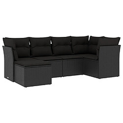 Maison Chic Salon de jardin 6 pcs avec coussins | Ensemble de Table et chaises | Mobilier d'Extérieur noir résine tressée -GKD31477