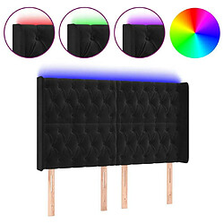 Maison Chic Tête de lit scandinave à LED,meuble de chambre Noir 163x16x118/128 cm Velours -MN85586