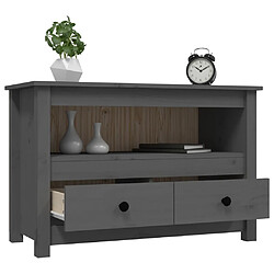 Maison Chic Meuble TV scandinave - Banc TV pour salon Gris 79x35x52 cm Bois de pin massif -MN55704 pas cher