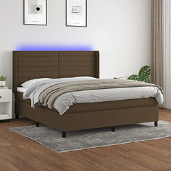 Maison Chic Lit adulte- Lit + matelas + LED,Sommier à lattes de lit matelas et LED Marron foncé 180x200cm -GKD82798