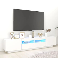 Maison Chic Meubles TV avec lumières LED - Banc TV pour salon Blanc 200x35x40 cm -MN20495