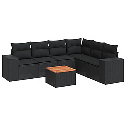 Maison Chic Salon de jardin 7 pcs avec coussins | Ensemble de Table et chaises | Mobilier d'Extérieur noir résine tressée -GKD95344