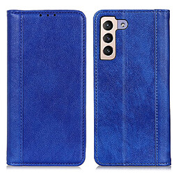 Etui en PU texture litchi, absorption magnétique bleu pour votre Samsung Galaxy S22