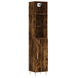 vidaXL Buffet haut Chêne fumé 34,5x34x180 cm Bois d'ingénierie