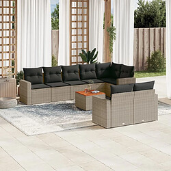 Maison Chic Ensemble Tables et chaises d'extérieur 9 pcs avec coussins,Salon de jardin gris résine tressée -GKD824274