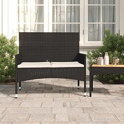 Maison Chic Banc de jardin à 2 places | Banquette de jardin | Chaise Relax avec Coussins Noir Résine Tressée -MN87735