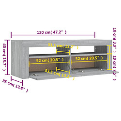 vidaXL Meuble TV avec lumières LED sonoma gris 120x35x40 cm pas cher