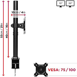 Avis Duronic DM151X1 Support d'écran de PC à Pince pour Bureau – Hauteur Ajustable – Rotatif/Inclinable/Pivotable – Compatibilité avec moniteurs VESA 75/100 – Passe-câbles Inclus – Acier