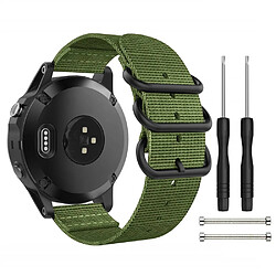 Wewoo Bracelet pour montre connectée Garmin Fenix 3 / 5X de universel à trois anneaux en nylon de 26MM vert armée