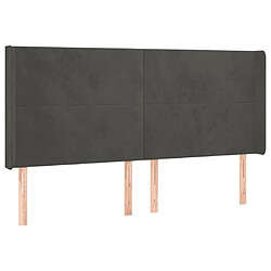 Avis Maison Chic Tête de lit scandinave à LED,meuble de chambre Gris foncé 163x16x118/128 cm Velours -MN67189