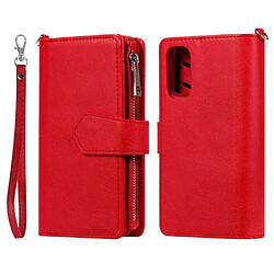 Etui en PU fermeture éclair magnétique détachable 2 en 1 avec support rouge pour votre Samsung Galaxy S20