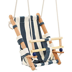 vidaXL Balançoire pour bébé avec ceinture de sécurité Coton Bois Bleu