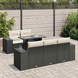 vidaXL Salon de jardin 6 pcs avec coussins noir résine tressée