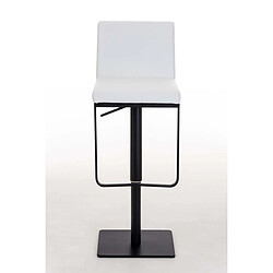 Decoshop26 Tabouret de bar x1 avec repose-pieds plaque de base carrée en métal noir assise en PVC blanc 10_0005301