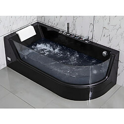 Vente-Unique Baignoire balnéo vitrée ARIA noire - 1 place - 263L - 170*80*57cm - angle gauche