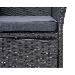 Avis Decoshop26 Banc en polyrotin avec table fauteuils chaises de jardin 132cm noir coussin gris foncé 04_0001141