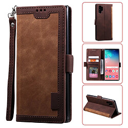 Etui en PU épissage rétro marron pour votre Samsung Galaxy Note 10 Pro