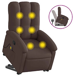 vidaXL Fauteuil inclinable de massage Marron foncé Tissu