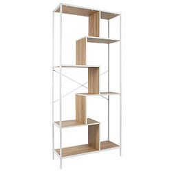 The Home Deco Factory Etagère en bois et métal EDISON - H. 180 cm - Blanc et marron