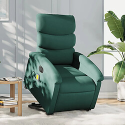 Maison Chic Fauteuil Relax pour salon, Fauteuil inclinable de massage électrique Vert foncé Tissu -GKD21768