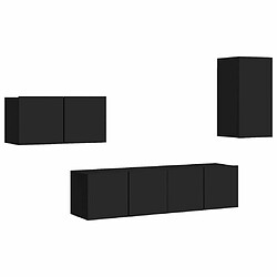 Maison Chic Ensemble de meubles TV 4 pcs | Banc TV Moderne pour salon | Meuble de Rangement - Noir Aggloméré -MN39102