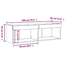 vidaXL Meuble TV avec lumières LED blanc 100x30x30 cm pas cher