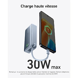 SANAG Batterie Externe Nano 10 000 Mah Avec Câble Usb-C Intégré, Puissance Imale Pd 30 W Avec 1 Port Usb-C, 1 Port Usb-A, Compatible Avec Iphone 15/14, Macbook, Galaxy, Ipad, Airpods Et Plus Encore