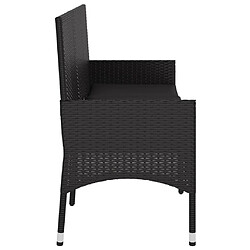 Avis Helloshop26 Banc de jardin meuble de patio d'extérieur terrasse à 3 places avec coussins 140 x 51 x 85 cm noir résine tressée 02_0011791