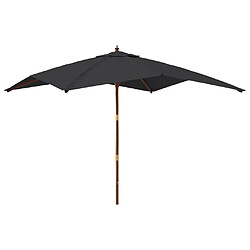 Helloshop26 Parasol de jardin avec mât en bois 300 x 300 x 273 cm noir 02_0008345