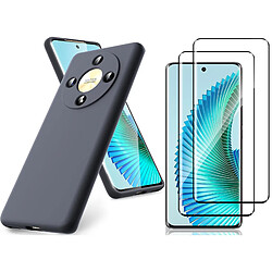 Coque Pour Honor Magic 6 Lite 5G Silicone Noir + 2 Verres Trempes Little Boutik©