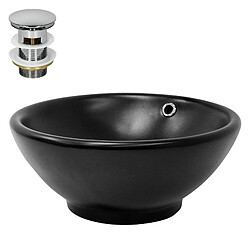 lavabo incl. vidage avec trop-plein Ø 42x17 cm noir mat en céramique ML-Design