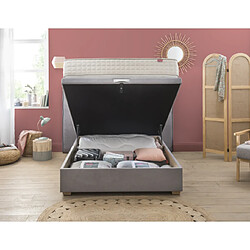 Ensemble Lit Coffre Epeda HERCULE 2 en 1 - Velours Gris Souris 90x200