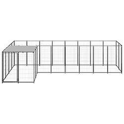 Helloshop26 Chenil extérieur cage enclos parc animaux chien 6,05 m² 110 cm acier noir 02_0000548