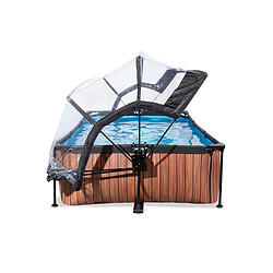 Acheter Piscine tubulaire Wood rectangulaire 2,20 x 1,50 x 0,65 m avec dôme - Exit Toys