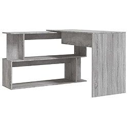 Avis Helloshop26 Bureau table poste de travail meuble d'ordinateur informatique étude d'angle sonoma 200 x 50 x 76 cm bois d'ingénierie gris 02_0023696