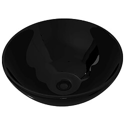 vidaXL Bassin d'évier rond céramique Noir pour salle de bain