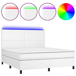 Sommier à lattes et LED,Cadre à lattes de lit avec matelas pour Adulte Blanc 160x200 cm -MN52782